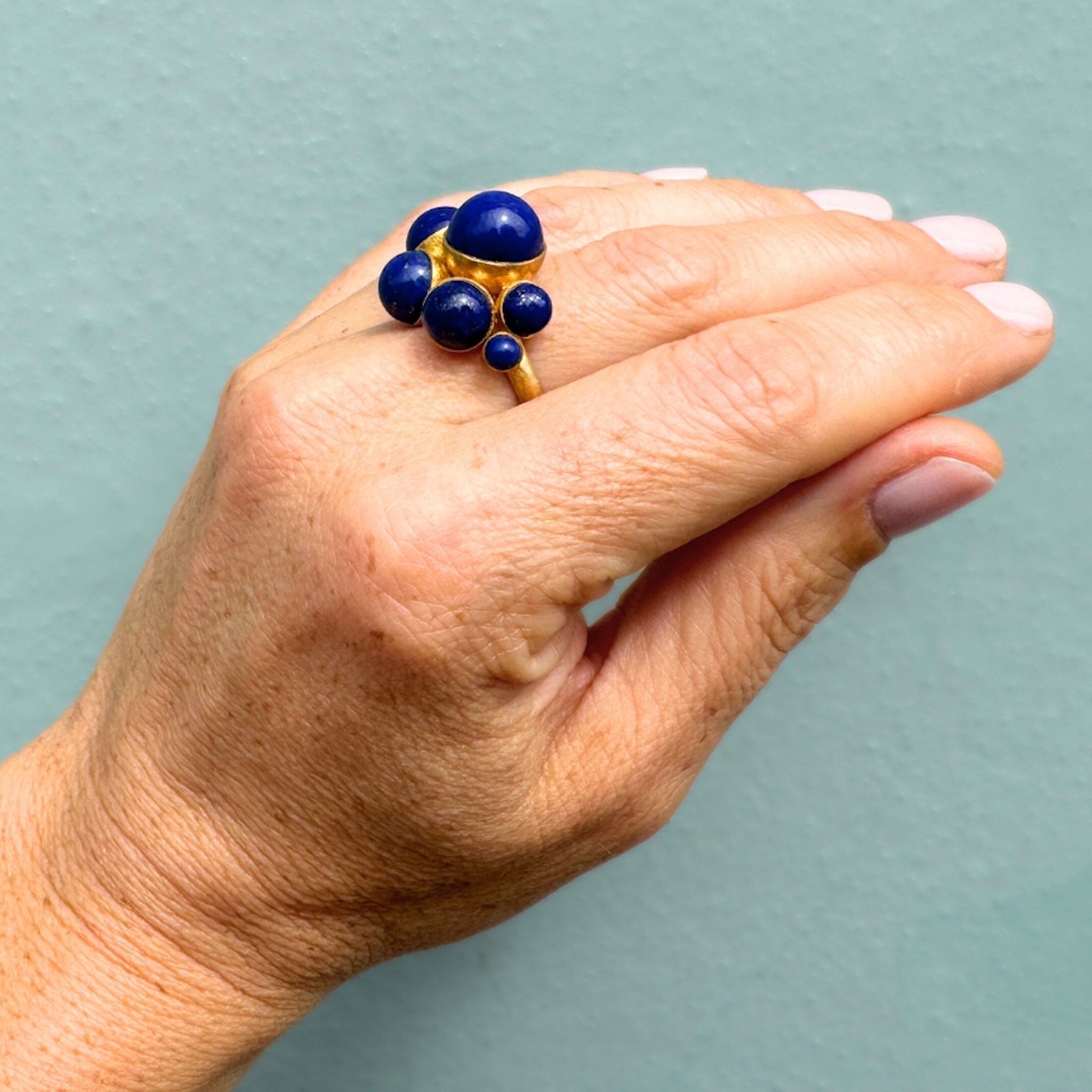 Lapis Lazuli Cluster Ring in Yellow Gold Vermeil